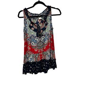 Bila Women's Sleeveless Paisley Boho Blouse Multicolor Size S